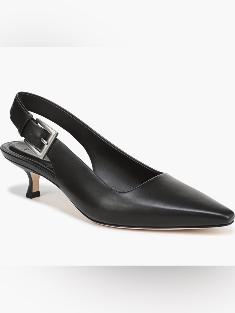 Vince Shasta Kitten Heel Slingback Pump Black Leather Size 6 NWOB $330